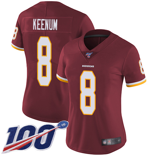 Washington Redskins Limited Burgundy Red Women Case Keenum Home Jersey NFL Football 8 100th